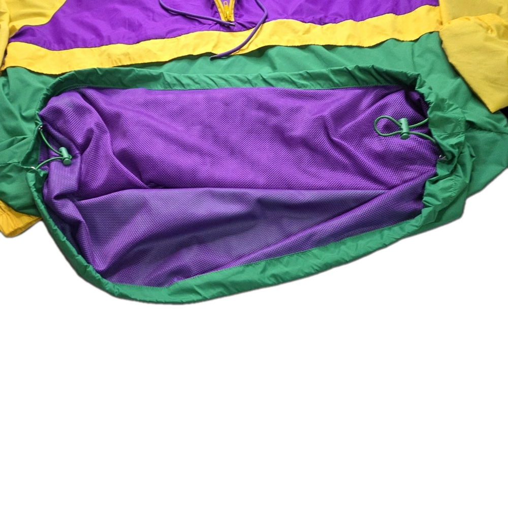 Vintage Style Colorblock Windbreaker Breaker Jacket Mardi Gras Pullover Mens L - Picture 5 of 8